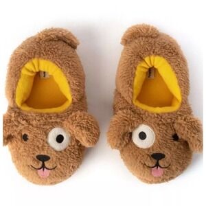 DearFoams Slippers Kids 4 5 Plush Puppy Dog Critter Animal Slip On House Shoes‎